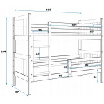 Poschodová posteľ Carino 190x80 prírodná + matrace
